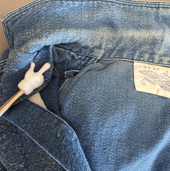 Perry Ellis Women's Blue Denim Chore Barn Jean Jacket Size Medium Square Pockets - Picture 15 of 15